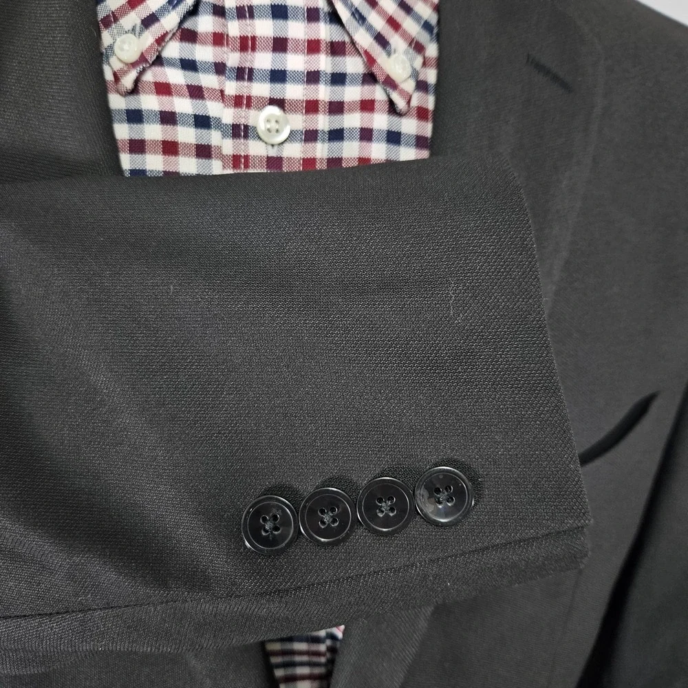 Izod Men's Sport‎ Coat Blazer Two Button Solid Black Polyester Blend Size 44S